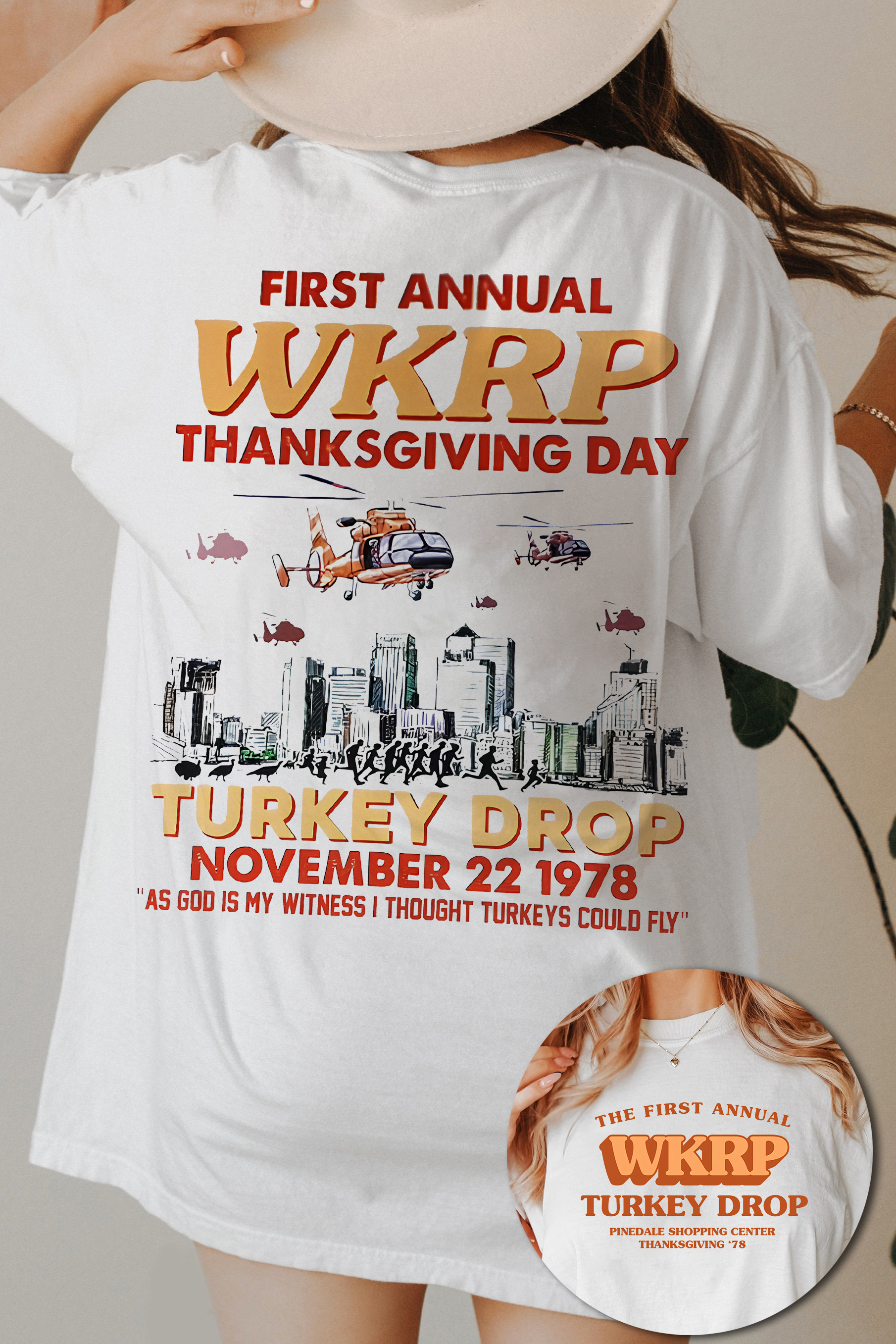 WKRP Thanksgiving Turkey Drop Tee For Women