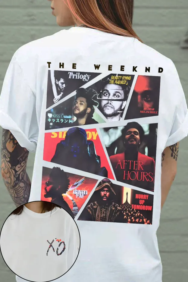 theweeknd double-sided printed round neck sweatshirt