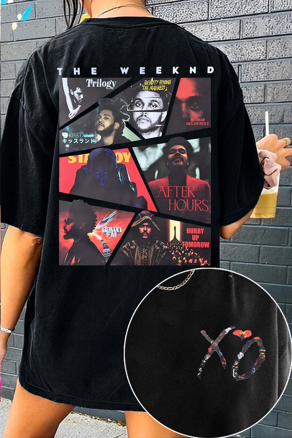 theweeknd double-sided printed round neck sweatshirt