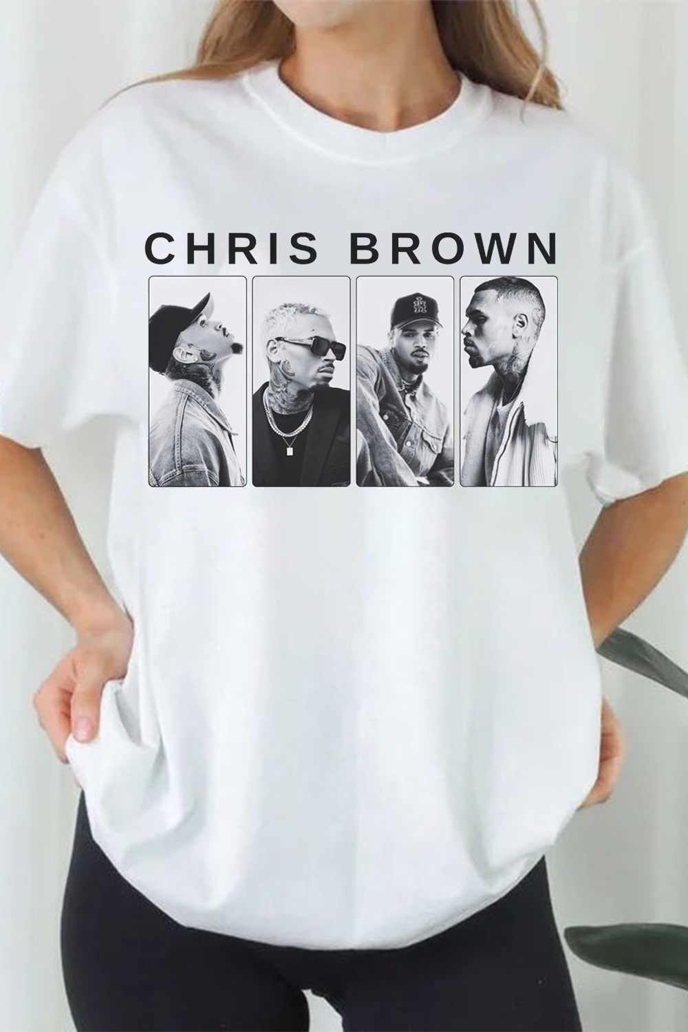 Chris Brown single-sided printed shirt For Women