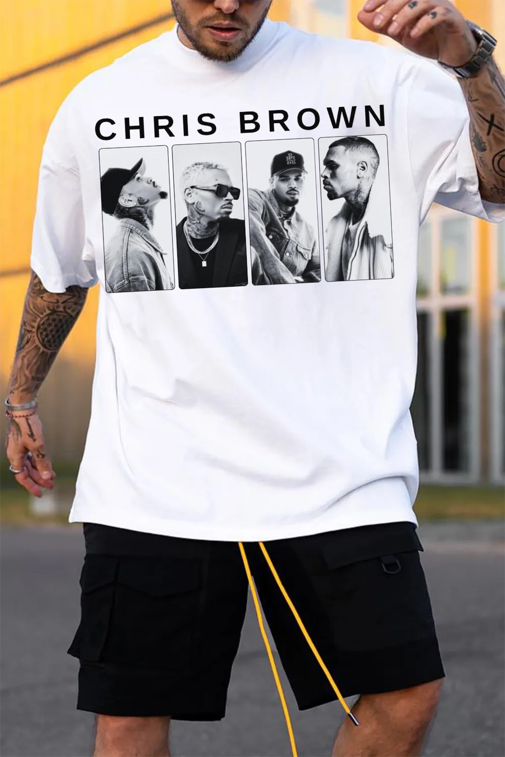 Chris Brown single-sided printed shirt For Men