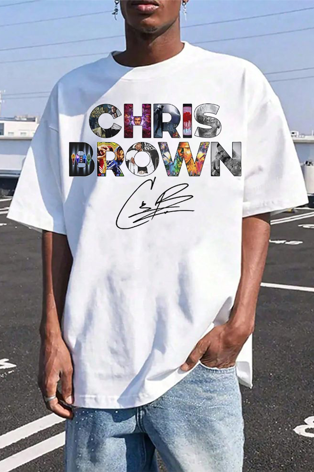 Chris Brown's signature printed shirt