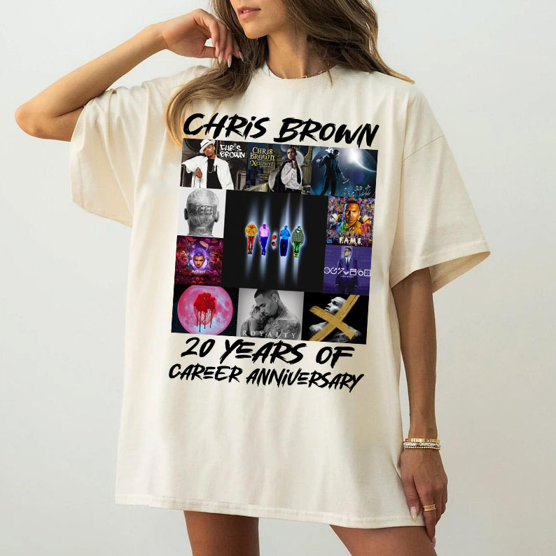 Chris Brown 20 Years Career Anniversary Memorial Tshirt
