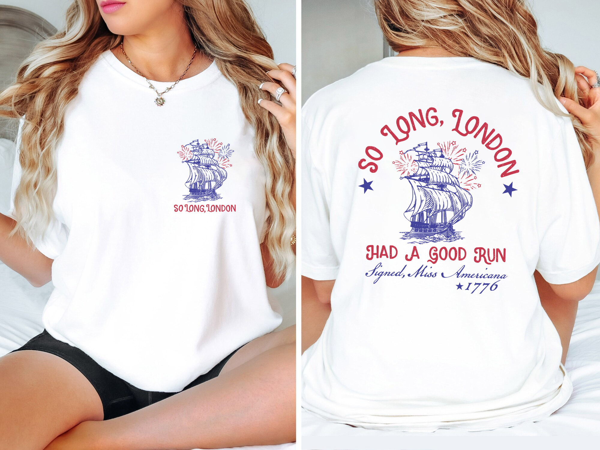 Swiftie Fangirl So Long London 4th of July 2 Sided Shirt