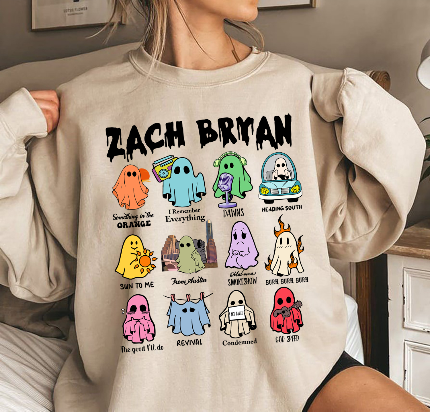 Zach Bryan Ghost Halloween Sweatshirt