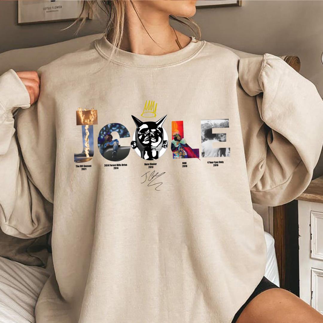 J Cole Best Albums With Signature  Sweatshirt