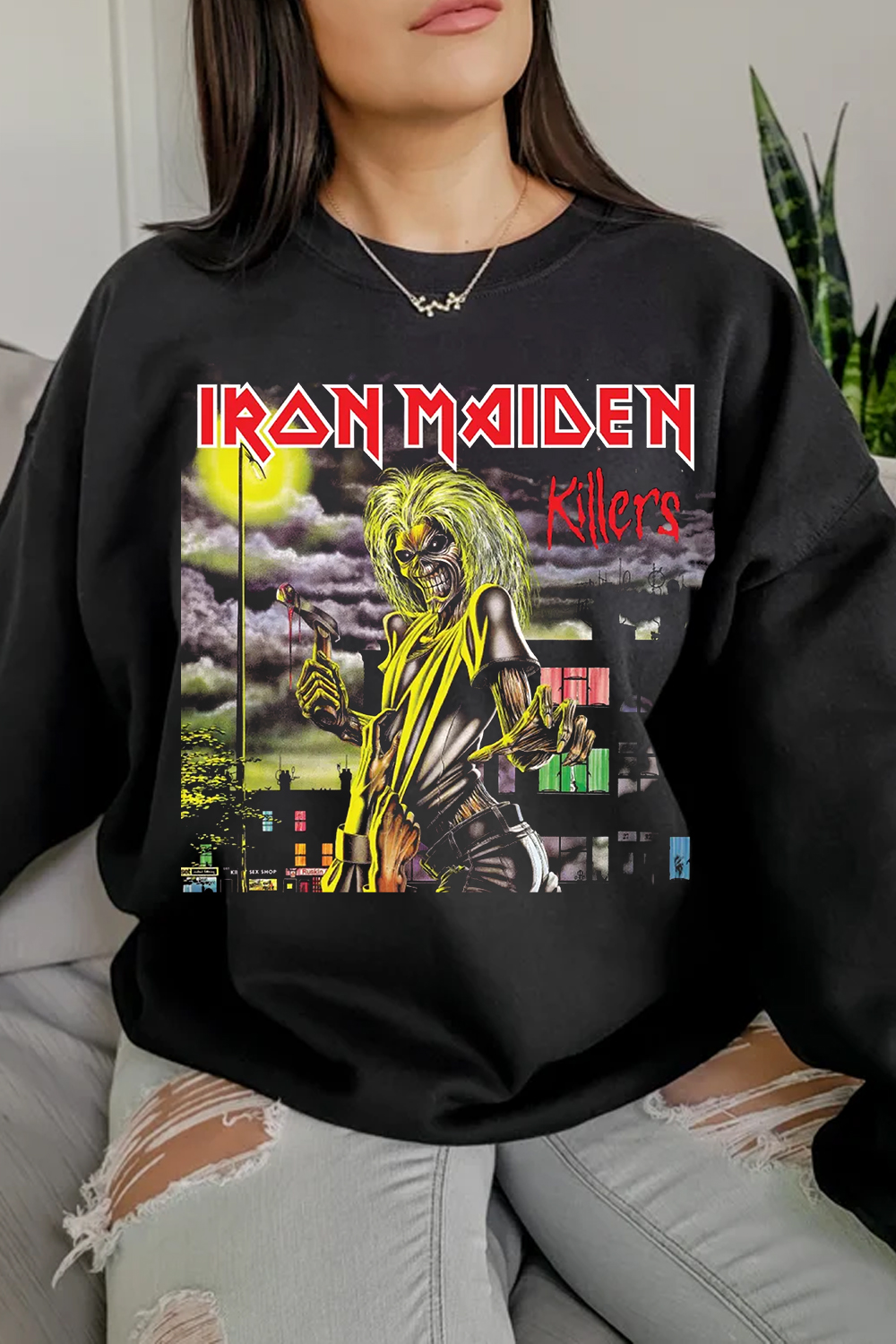 Rock Band Music Printed Round Neck Women's Long Sleeve Sweatshirt