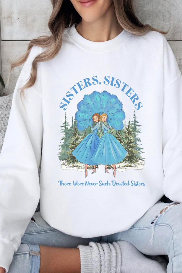 White Christmas Girls Printed Round Neck Ladies Long Sleeve Sweatshirt