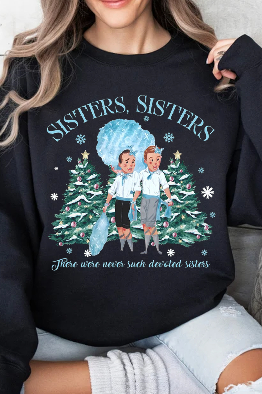 White Christmas Printed Round Neck Women's Long Sleeve Sweatshirt