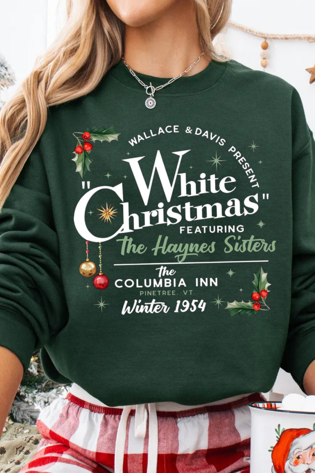 Christmas Letter Printed Round Neck Women's Long Sleeve Sweatshirt