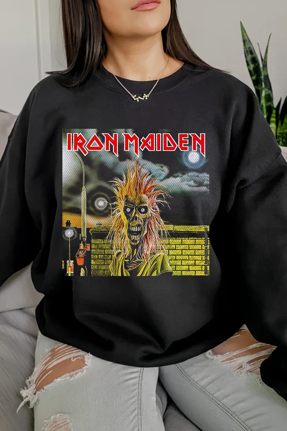 Rock Band Music Printed Round Neck Women's Long Sleeve Sweatshirt