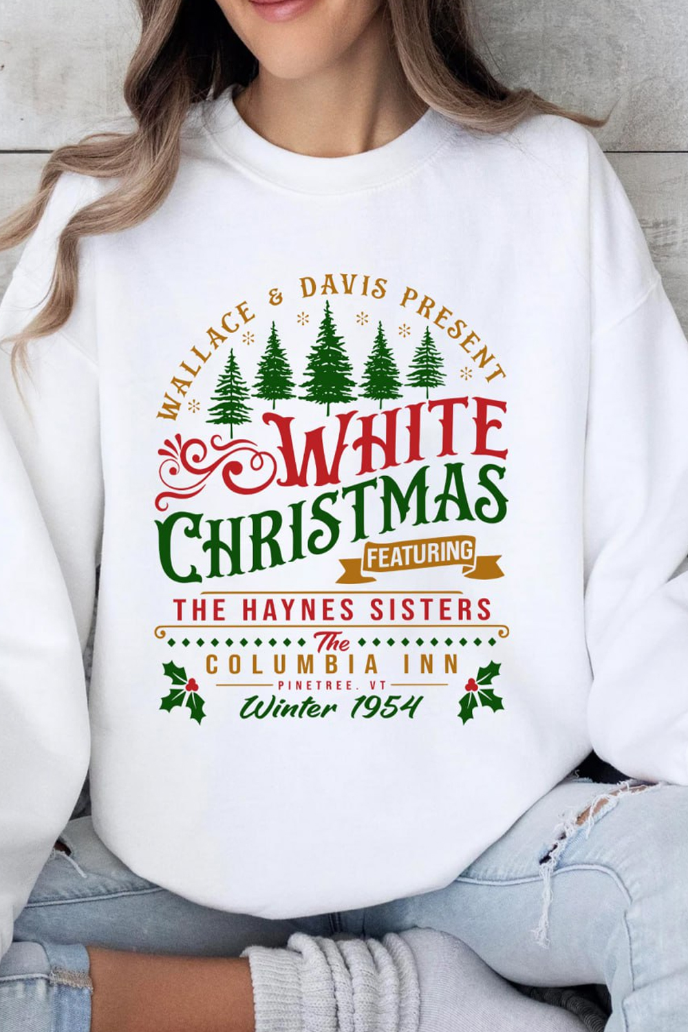 Christmas Tree Letters Printed Casual Round Neck Women's Long Sleeve Sweater