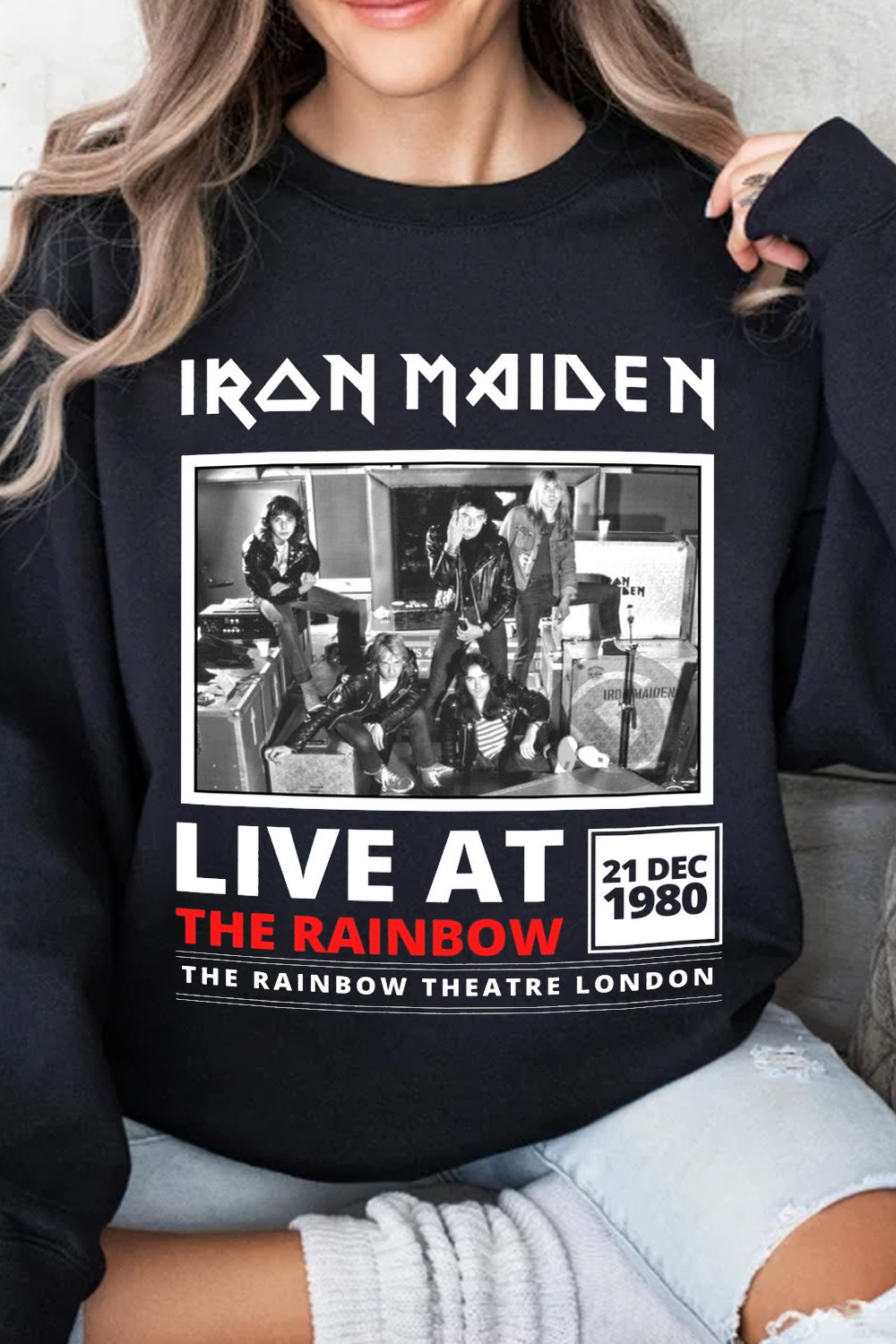 Rock Band Printed Casual Round Neck Women's Long Sleeve Sweatshirt