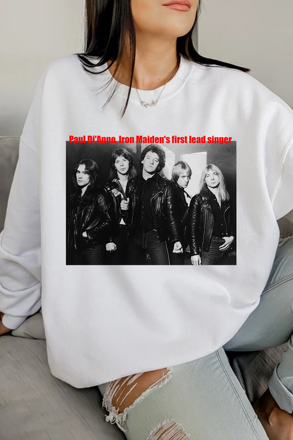 Rock Band Printed Round Neck Women's Long Sleeve Sweatshirt