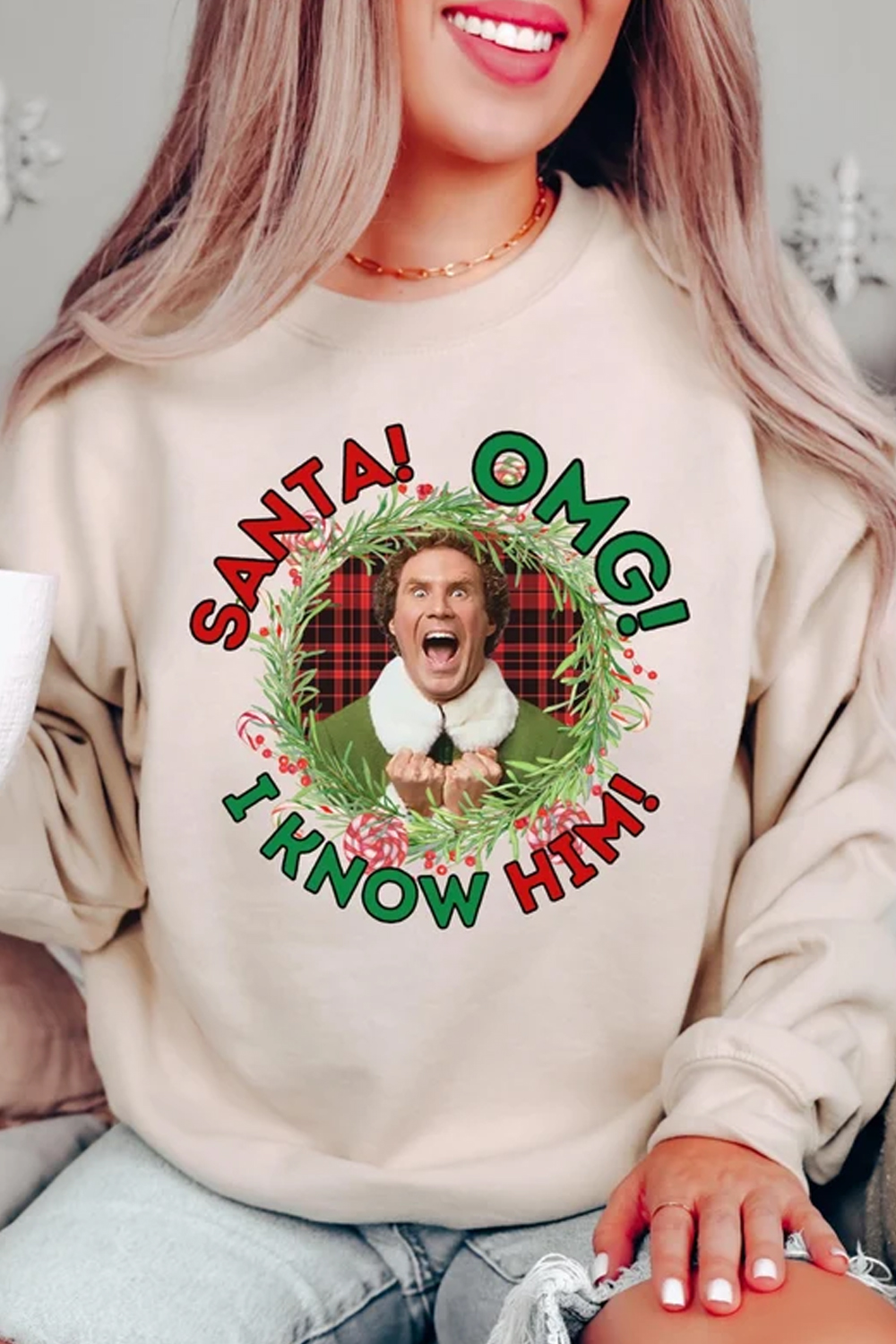 Christmas Letter Printed Casual Round Neck Women's Long Sleeve Sweater