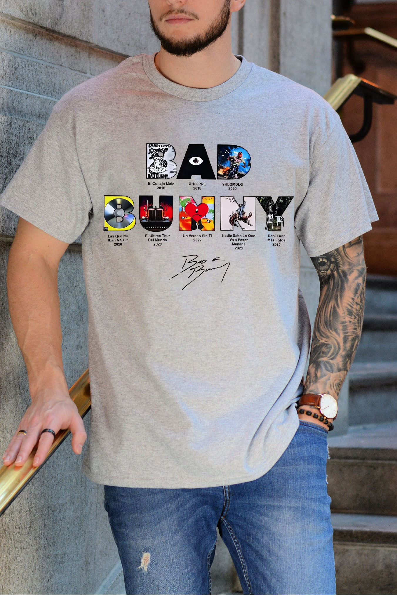 badbunny albums men's t-shirt