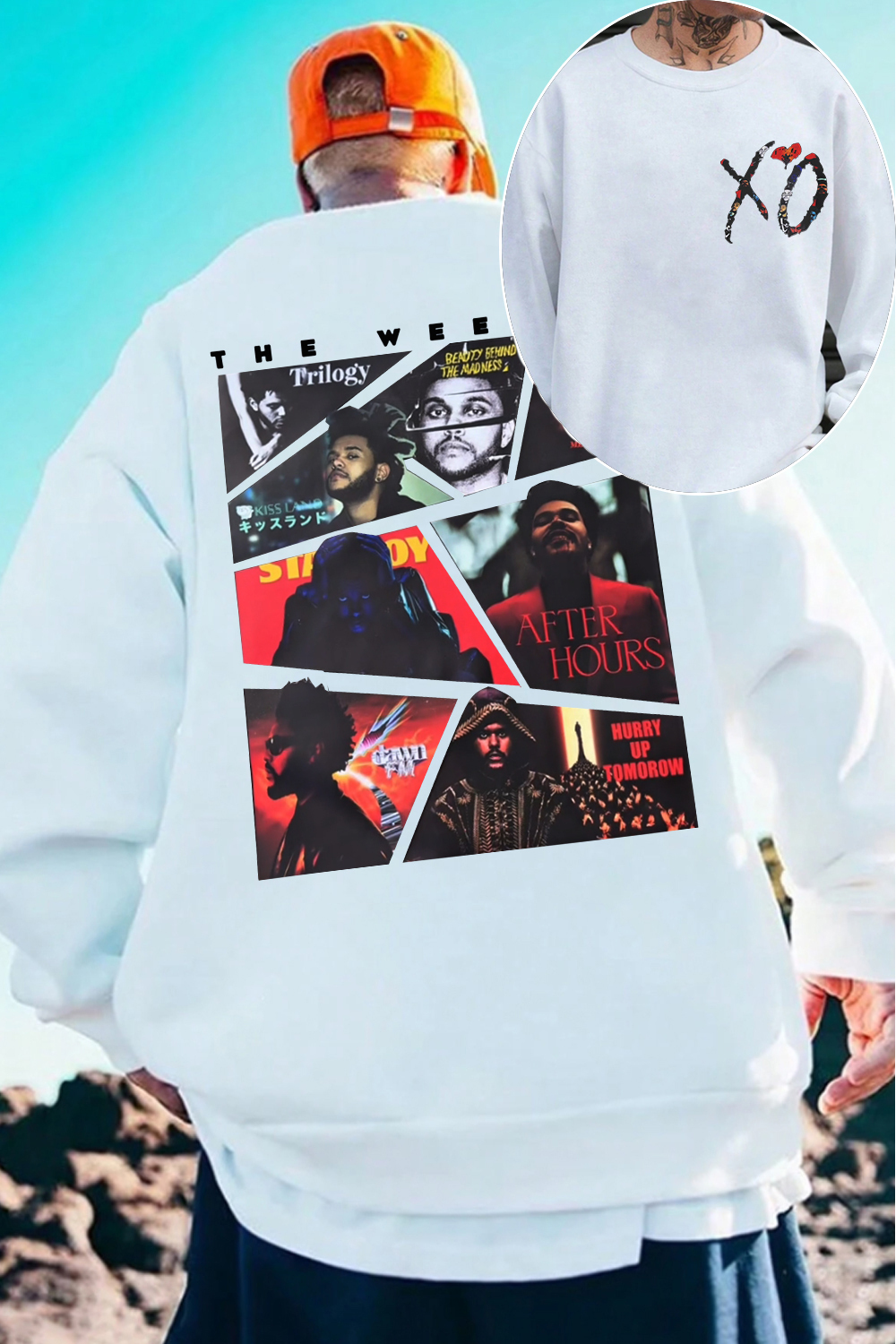 theweeknd double-sided printed round neck sweatshirt