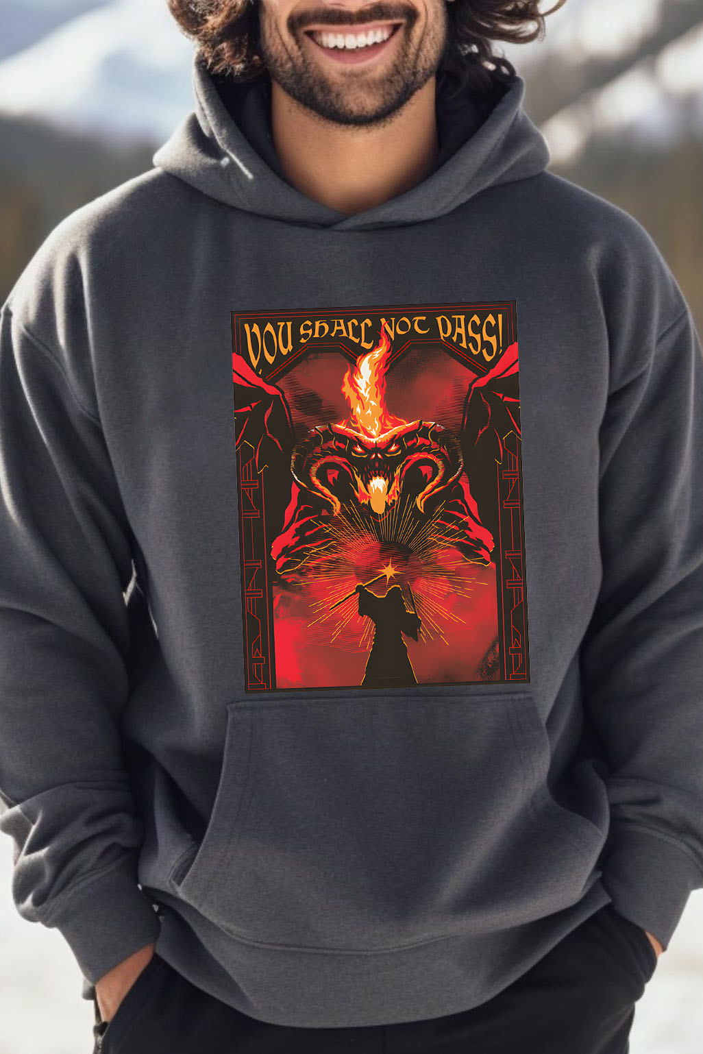 Fire and shadow clash LOTR hoodie For men