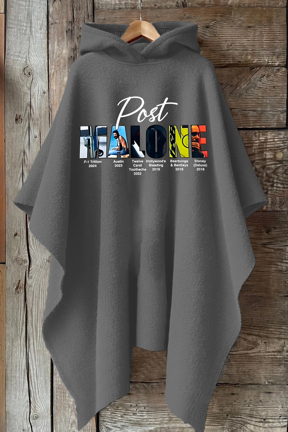 Retro post malone shirt vintage 90s Hooded Warm Shawl Cape