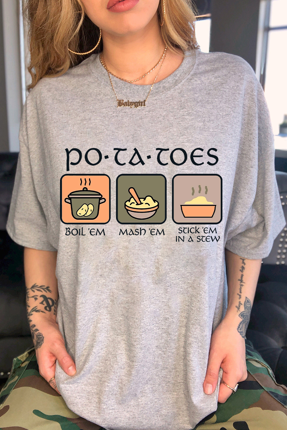 Potatoes Boil Em Mash Em Stick Em in a Stew LOTR Tee For Women