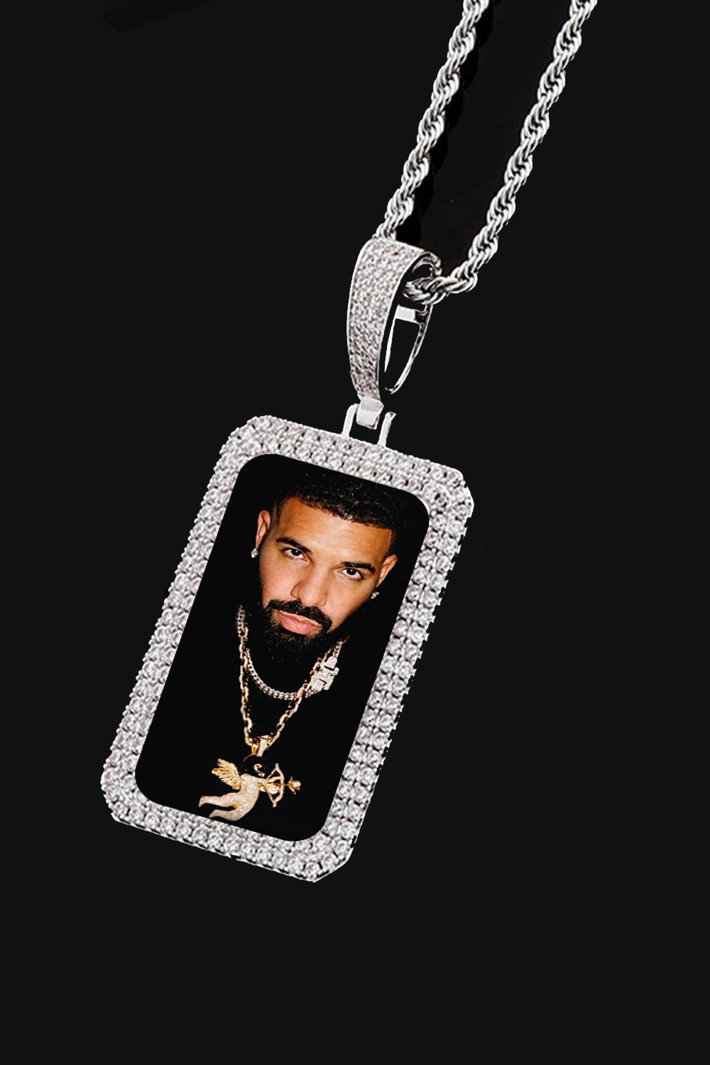 Drake Double Row Zirconia Square Hip Hop Necklace