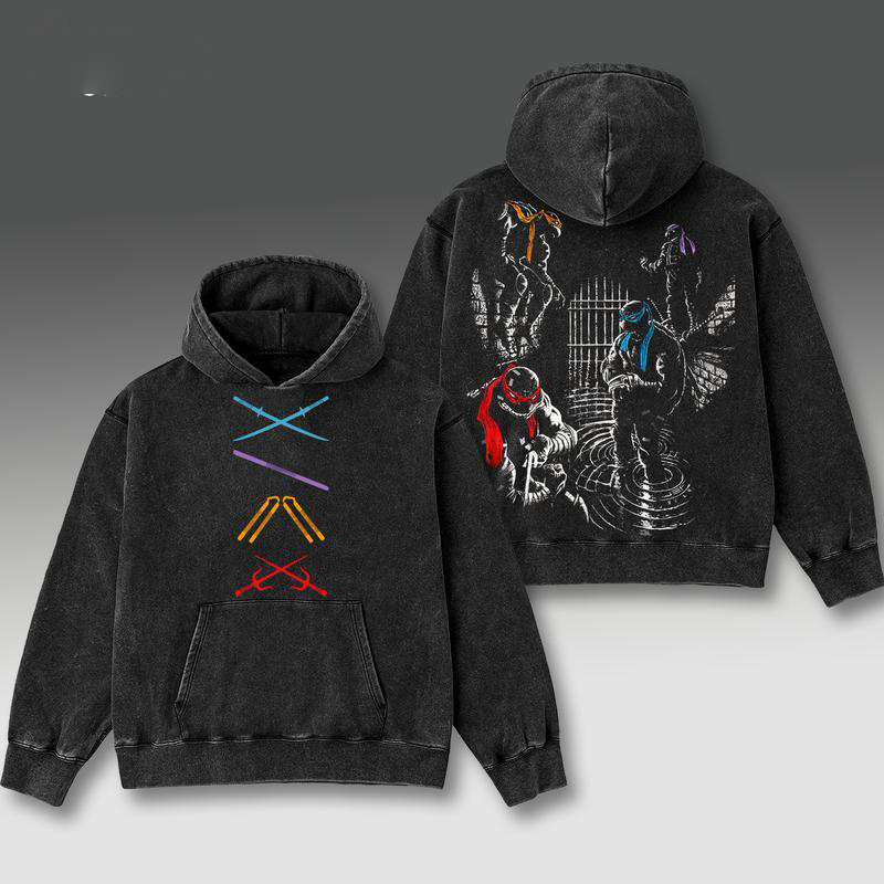 Teenage Mutant Ninja Turtles Print Washed Cotton Hoodie