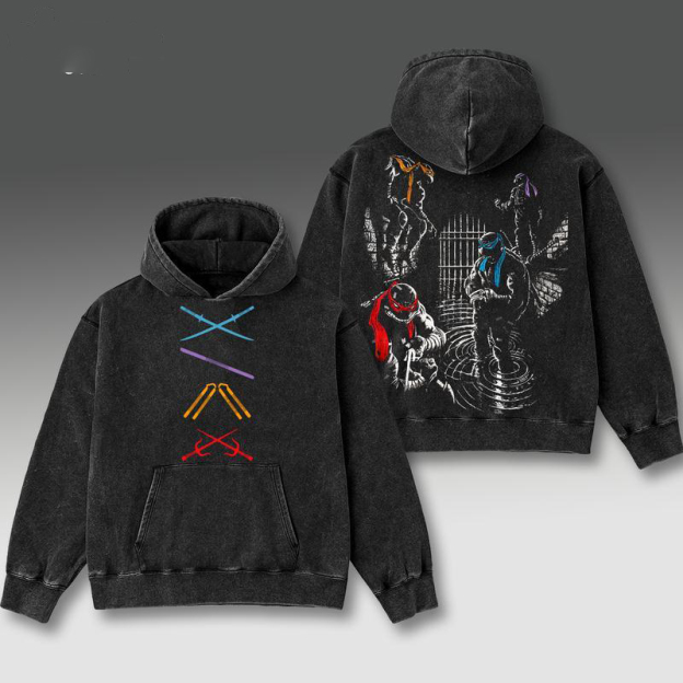 Teenage Mutant Ninja Turtles Print Washed Cotton Hoodie