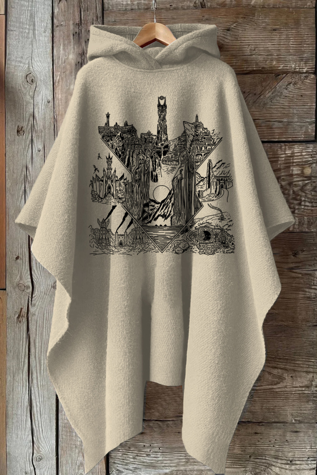 LOTR Middle Earth Inspired Hooded Warm Shawl Cape