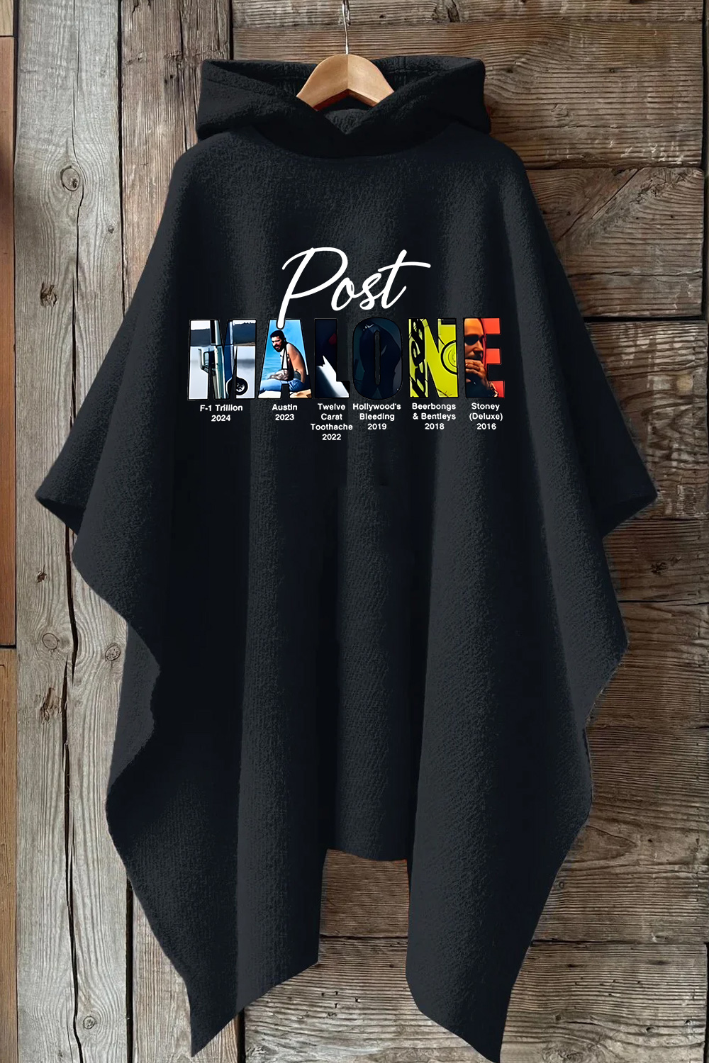 Retro post malone shirt vintage 90s Hooded Warm Shawl Cape