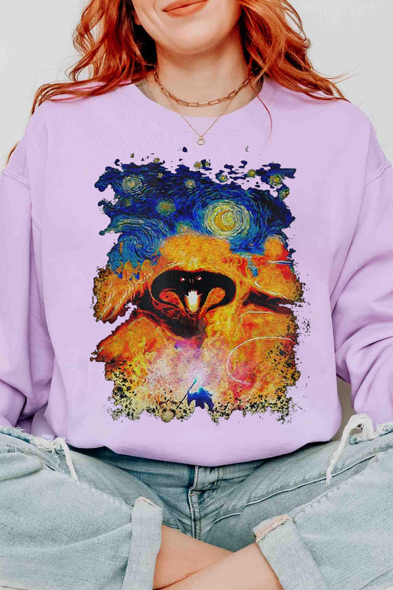 Balrog Starry Night LOTR Vintage Sweatshirt