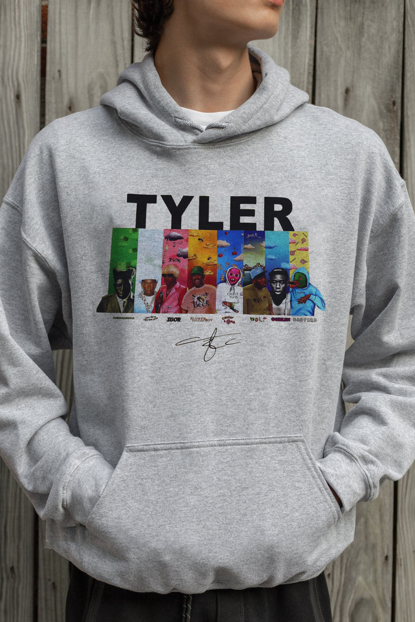 Tyler cartoon print round neck Men Hoodie