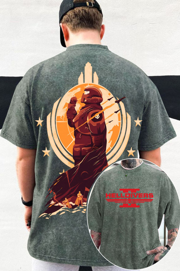 Helldivers 2 Oversized Vintage Unisex Washed Shirt