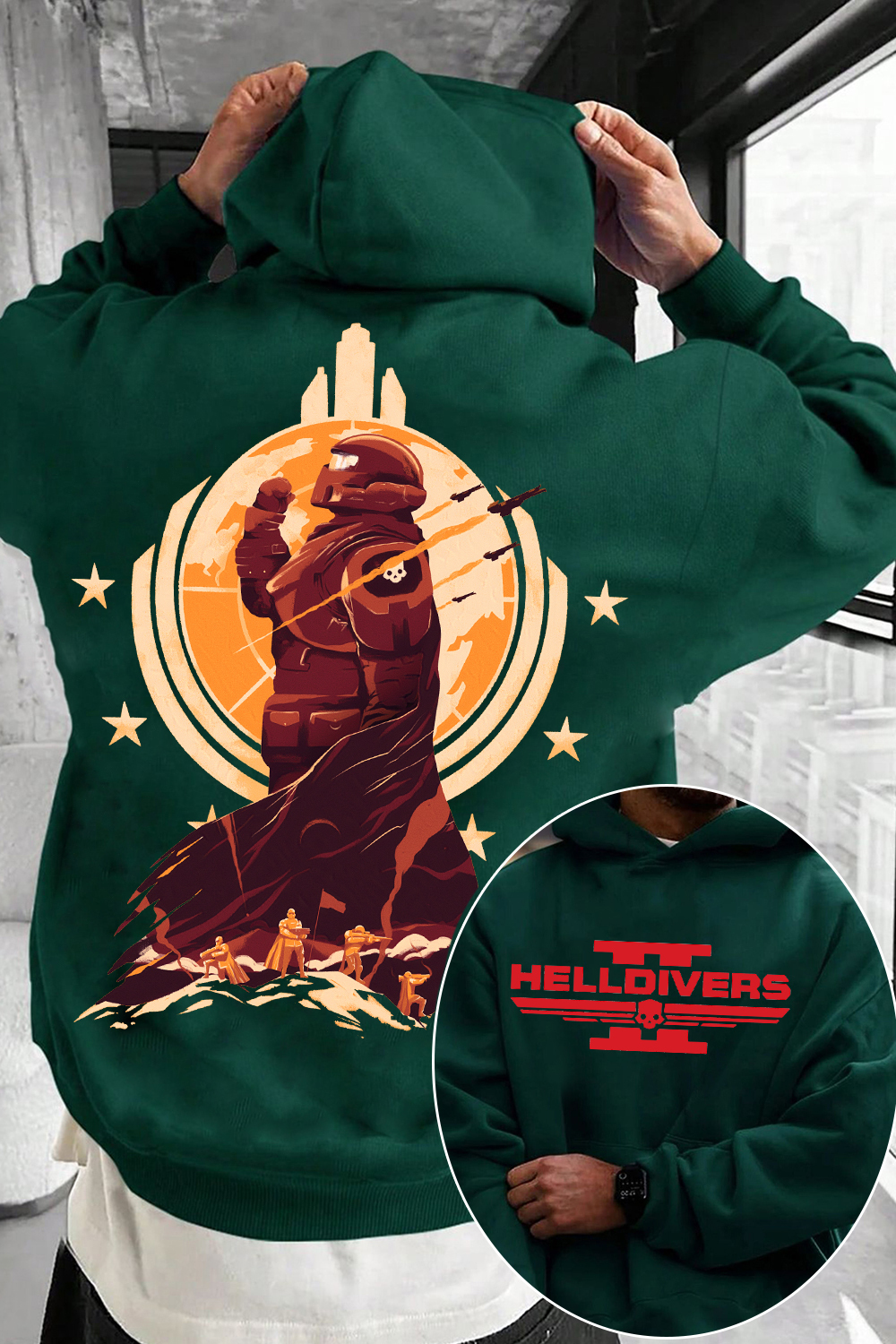 Helldivers 2 Oversized Vintage Unisex Hoodie