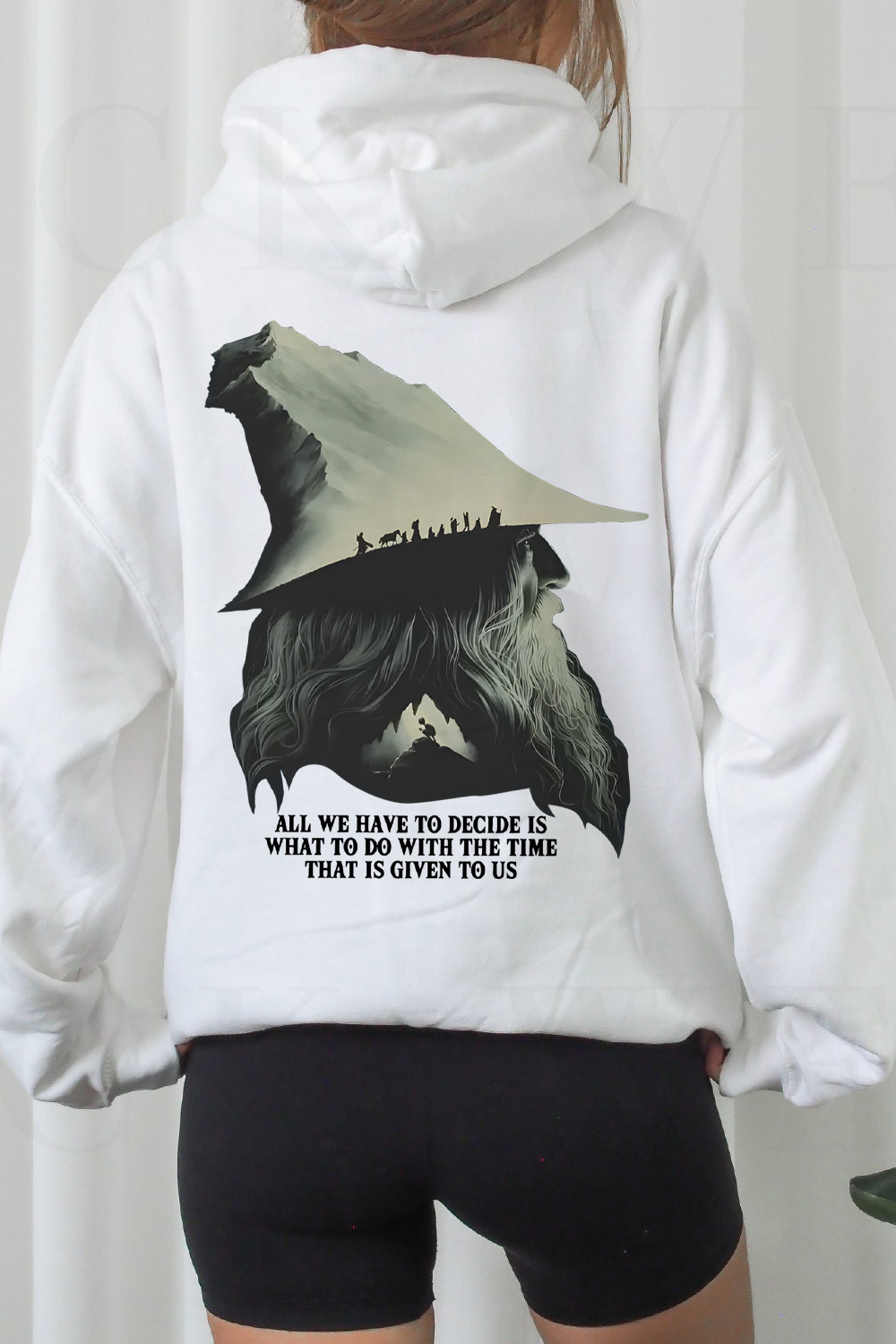 LOTR Gandalf Quote All We Have To Decide Back Vintage Hoodie -Women