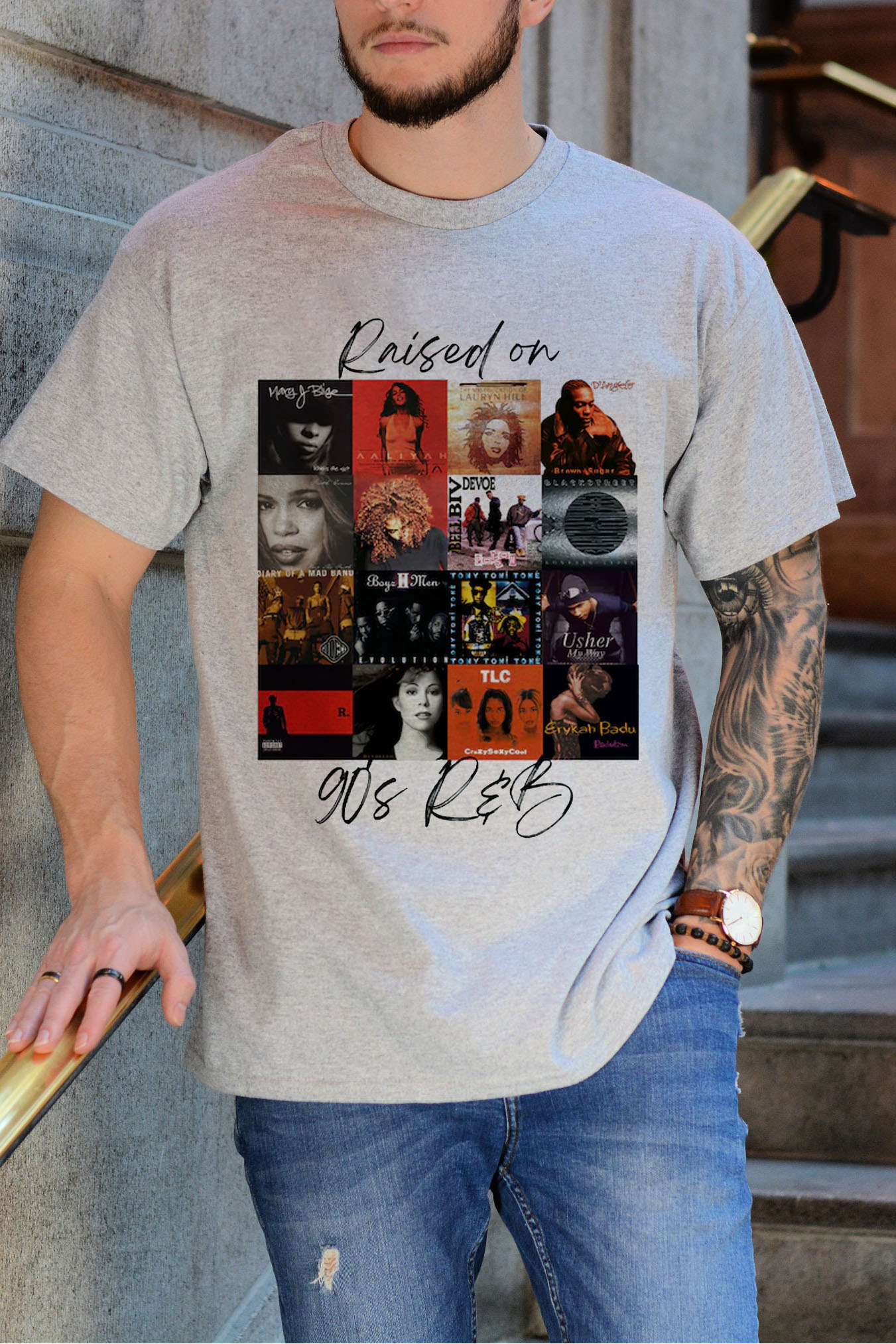 Raised on 90's R&B Album Cover  – Men's T-Shirt