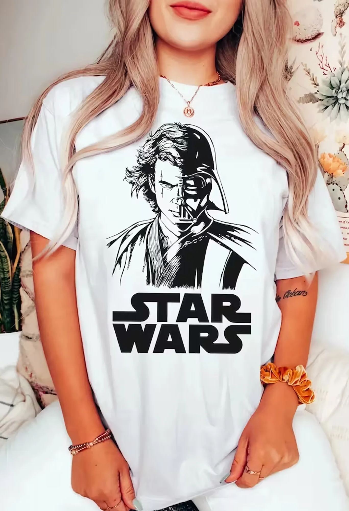 Vintage Disney Star Wars Anakin Skywalker & Darth Vader Half Face Shirt