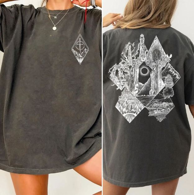 Middle Earth Lotr Tee For Women-Deep Gray