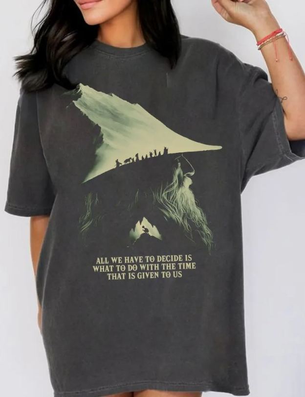 LOTR Gandalf Quote All We Have To Decide Front Vintage Shirt
