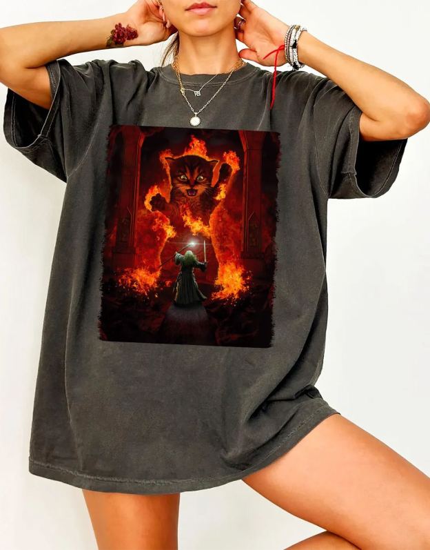 You Shall Not Pass Cat and Gandalf LOTR T-Shirts
