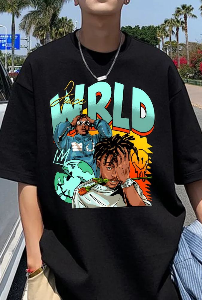 Juice World fans color block short sleeve T-shirt