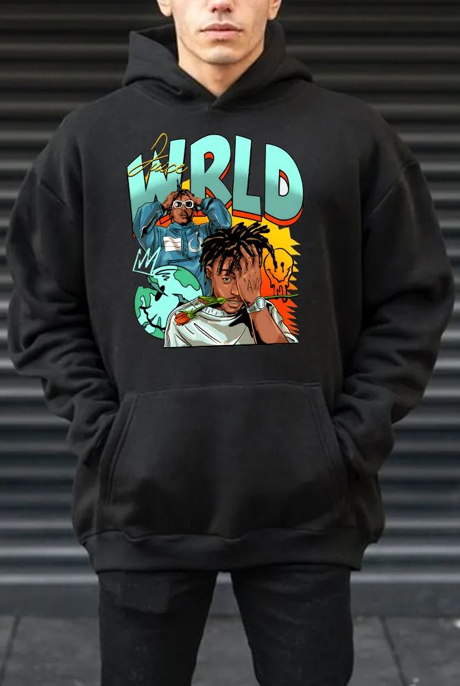 Juice World fans color block  Hoodie For Men