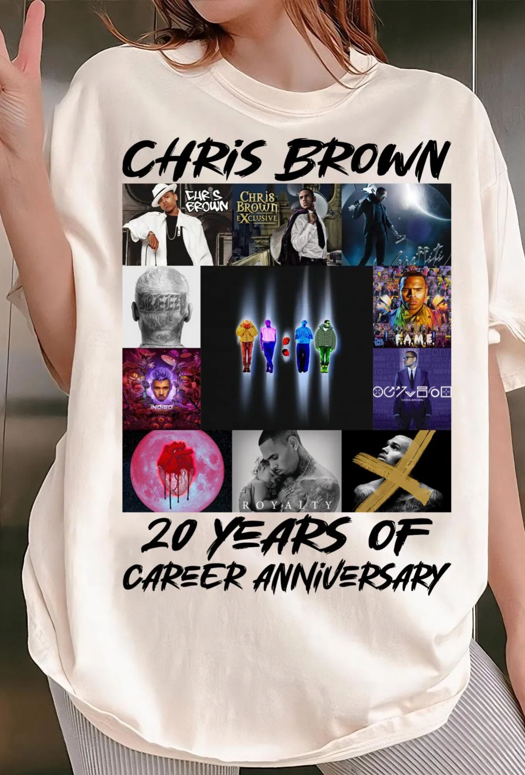 Chris Brown 20 Years Career Anniversary Memorial Tshirt