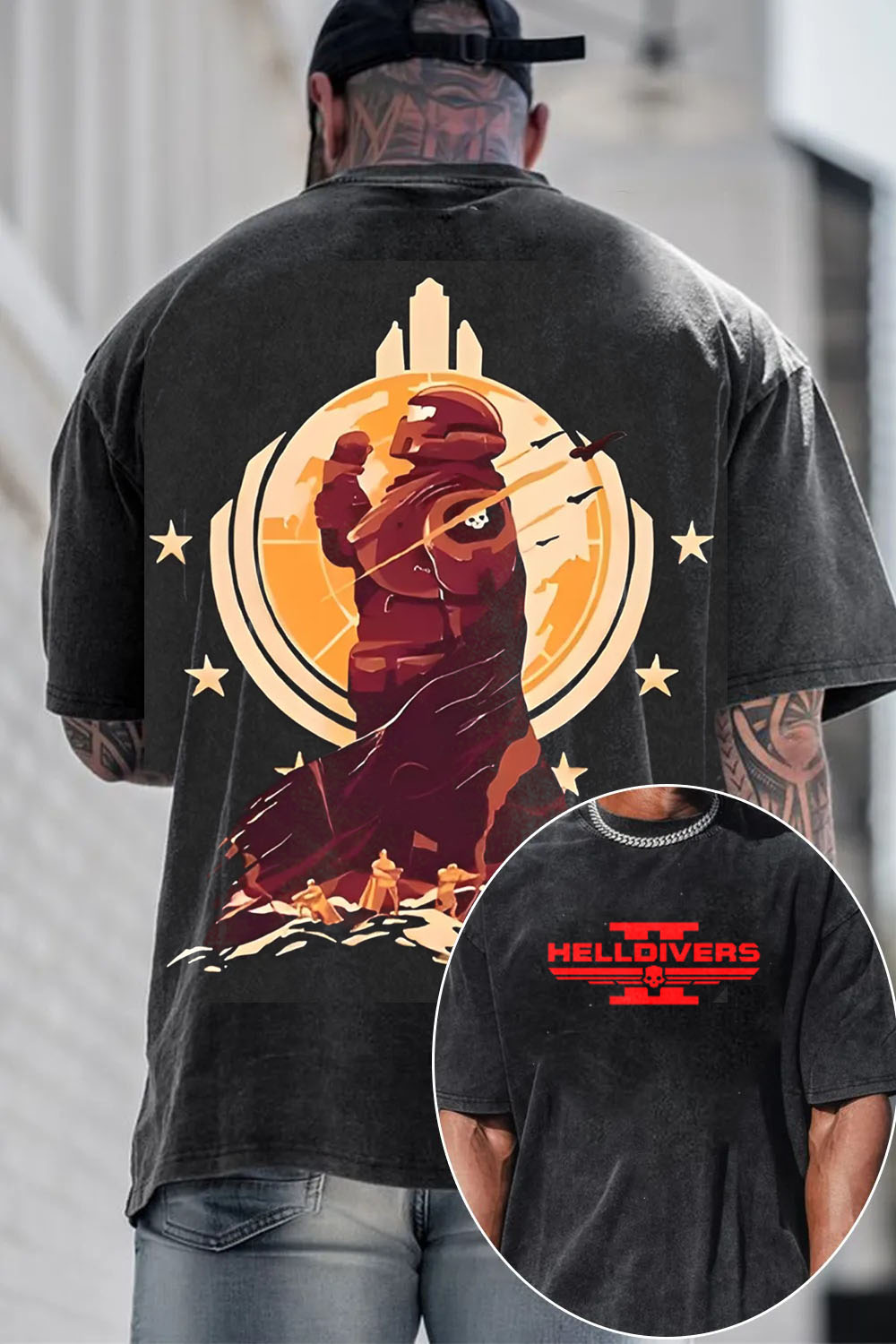 Helldivers 2 Oversized Vintage Unisex Washed Shirt
