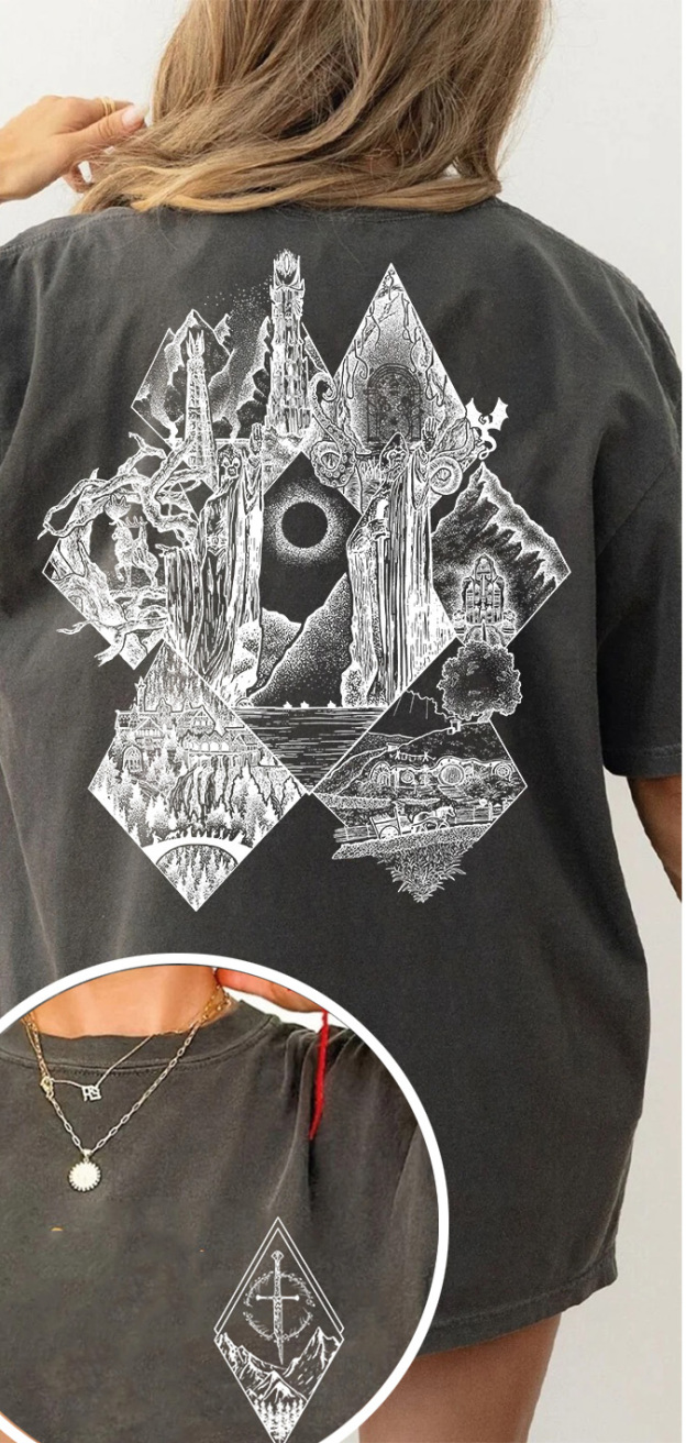 Middle Earth Lotr Tee For Women-Deep Gray