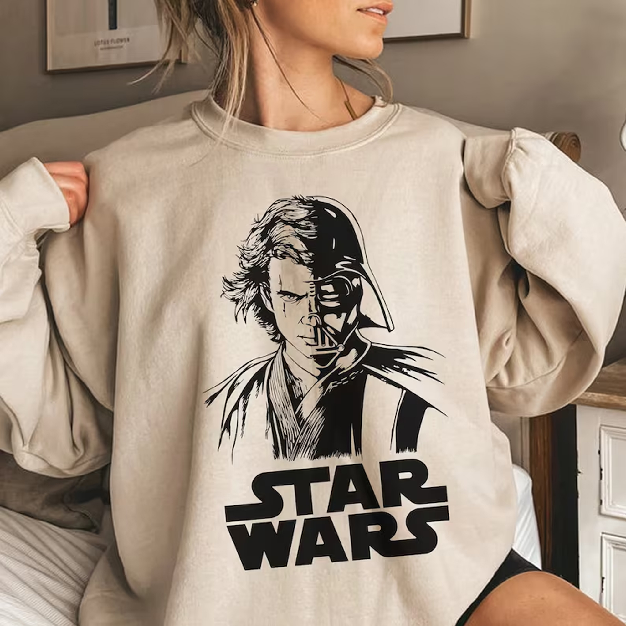 Vintage Disney Star Wars Anakin Skywalker & Darth Vader Half Face Sweatshirt