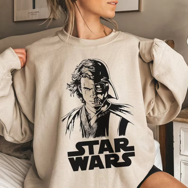 Vintage Disney Star Wars Anakin Skywalker & Darth Vader Half Face Sweatshirt