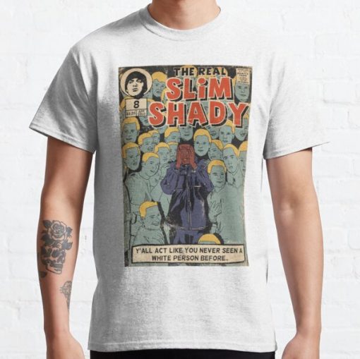 Eminem – The Real Slim Shady Parody Comic Art Classic T-Shirt-MEN