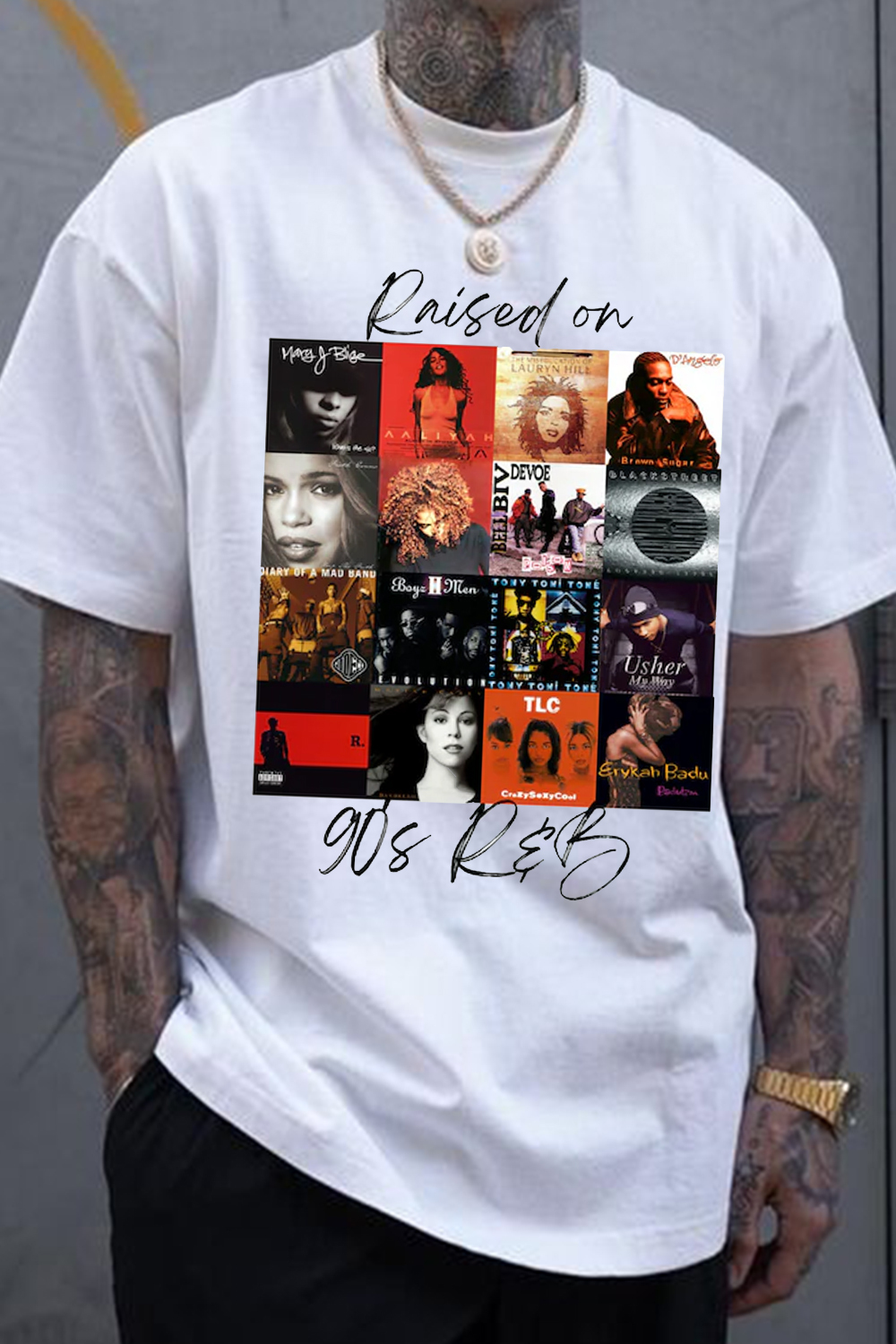 Raised on 90's R&B Album Cover  – Men's T-Shirt