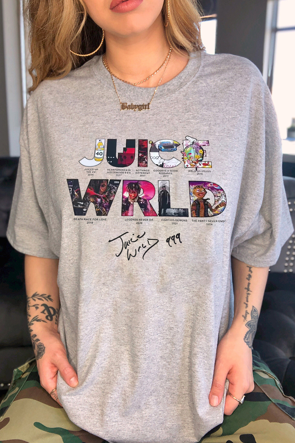 WRLD letter print ladies short-sleeved T-shirt