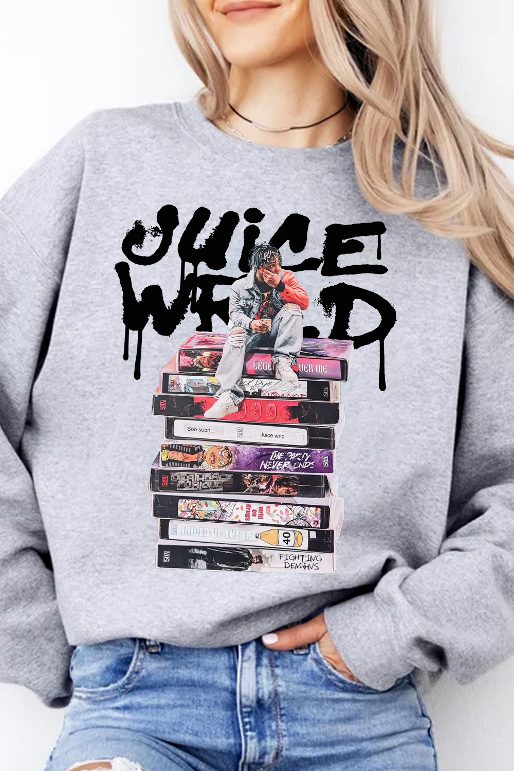 juicewrld long sleeve crew neck sweatshirt